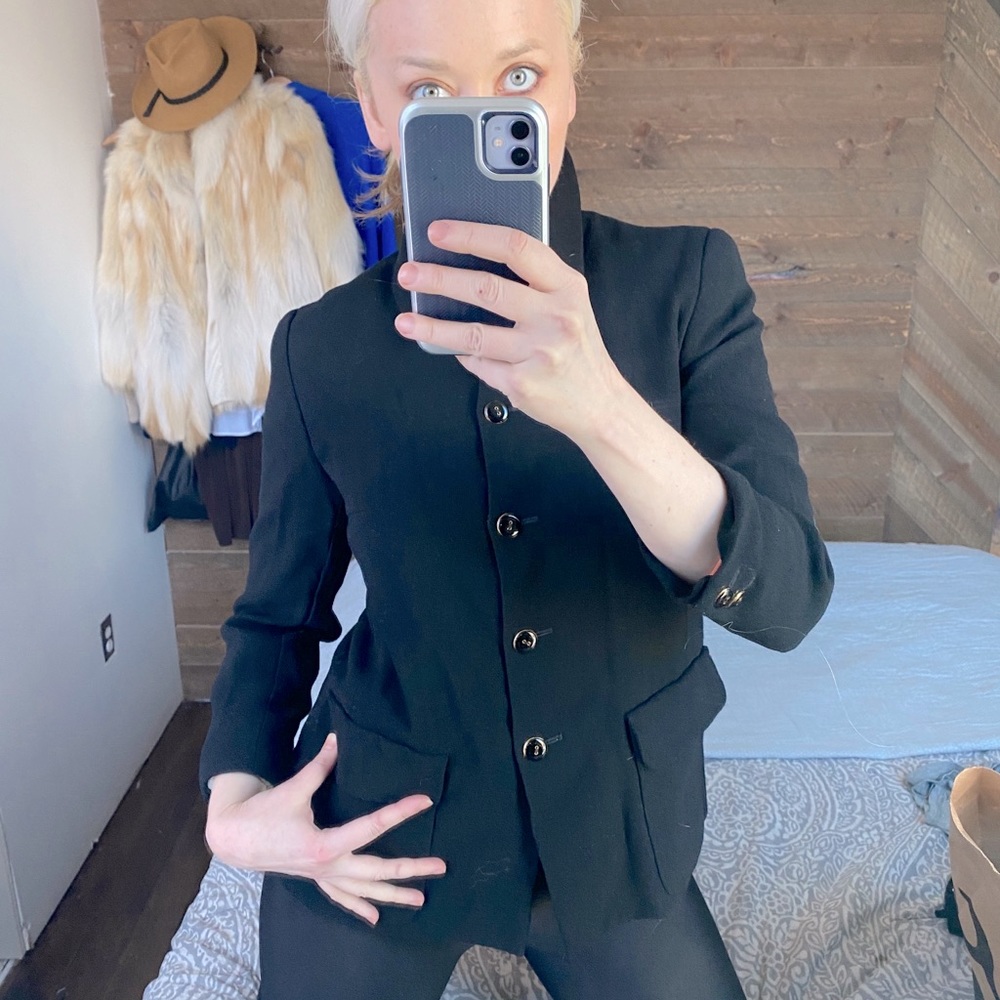 VINTAGE COUTURE WOOL SINGLE BREASTED BLAZER JACKET